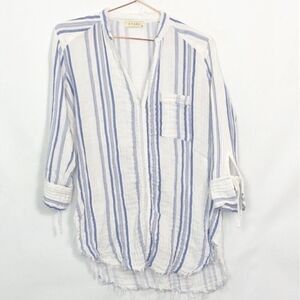 Anthropologie Stark Striped Tie Wrist Tunic Top Like New Condition XS Blue White
